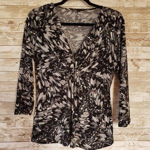 Chaus Black/White Abstract Long Sleeve Size M